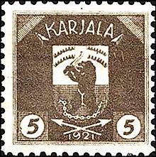 A 1922 stamp of issued during the East Karelian Uprising. Stamp of Karelia.1922.jpg