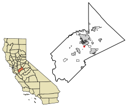 Cowan okulunun Stanislaus County, California'daki konumu.