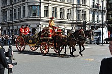 The traditional horse drawn carriage in 2015 State Opening of Parliament 2015 (18168908625).jpg