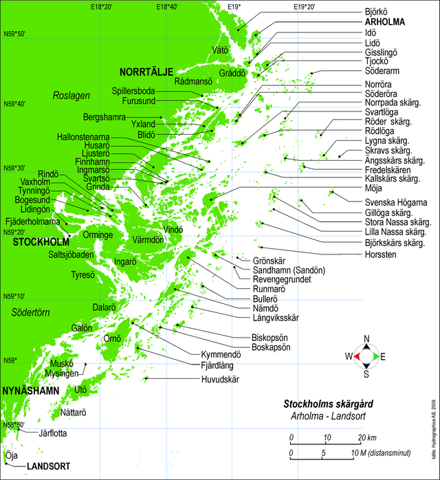 Mapa con el nombre de las islas