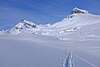 Back-country skiing in late April. The sun can be dangerously strong on clear days in late spring.