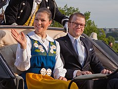 Kronprinsessan Victoria och prins Daniel på nationaldagsfirandet på Skansen den 6 juni 2010.