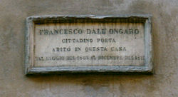 Francesco Dall'Ongaro emléktáblája Firenzében