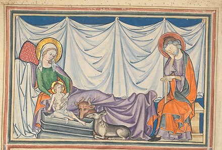 Saint Joseph sleeps through the Nativity, Cloisters Apocalypse, c. 1330