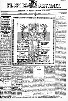 Front page of The Florida Sentinel from 1919. The Florida Sentinel 1919-04-19.jpg