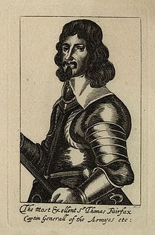 The Most Excellent Thomas Fairfax, Captin Generall of the Armyes etc, etching, 1640s. National Portrait Gallery, London The Most Excellent Thomas Fairfax.jpg