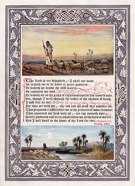 An 1880 Baxter process illustration of Psalm 23, from the Religious Tract Society's magazine The Sunday at Home