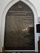 La lista de científicos destacados de la Universidad de Königsberg en la catedral