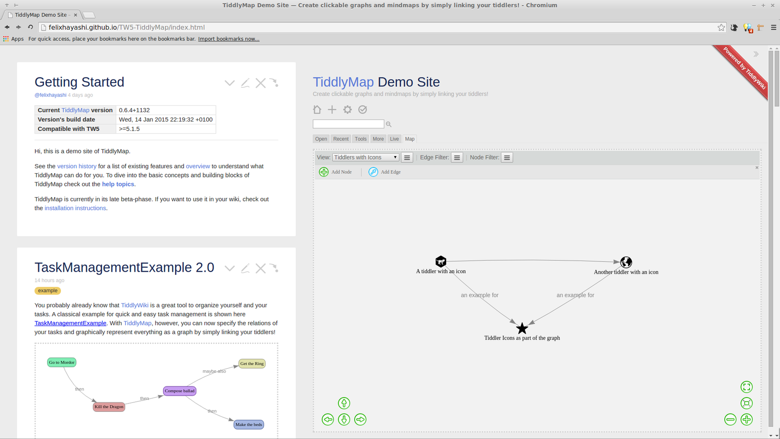 Сайт 0 12. TIDDLYMAP. Снапшот 1.20. TIDDLYWIKI. Demo website.