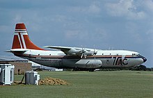 Short Belfast of Transmeridian Air Cargo at Stansted in 1979 Transmeridian Air Cargo Short Belfast at Stansted - 1979.jpg