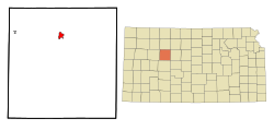 Trego County Kansas Incorporated and Unincorporated areas WaKeeney Highlighted.svg