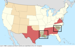 Mapa da mudança para os Estados Unidos na América do Norte central em 9 de julho de 1868