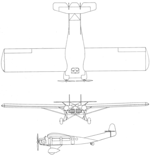 Uppercu-Burnelli UB-20 3-ko'rinish Aero Digest sentyabr, 1930.png
