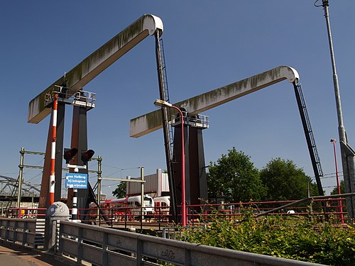 The van Hallbrug, a bascule railroad bridge in Groningen, Netherlands