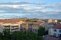 View of the fortified city of Carcassonne from a balcony on Boulevard Camille Pelletan, 2015.jpg