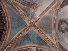 Volta a crociera affrescata del tempietto dedicato al Santo, nella chiesa di San Biagio, risalente al XV secolo