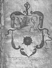 Wappen der Stadt Erkelenz aus der Chronik des Mathias Baux, 1562