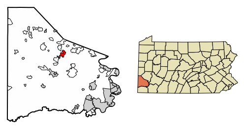 Location of Canonsburg in Washington County, Pennsylvania.