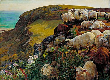 Our English Coasts, 1852 (‘Strayed Sheep’) by William Holman Hunt, in Tate Britain