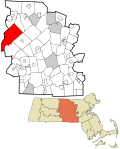 Worcester County Massachusetts incorporated and unincorporated areas Petersham highlighted.svg