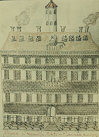 Wren Building, College of William and Mary (drawing by Franz Ludwig Michel, 1702).jpg