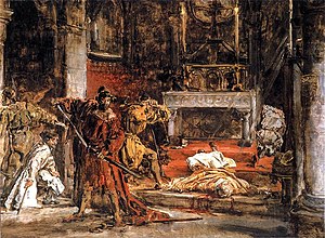 Murder of Bishop Stanislaus of Krakow Zabojstwo sw Stanislawa by Jan Matejko.jpg