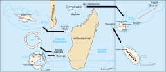 Die ligging van die Verspreide Eilande in die Indiese Oseaan
