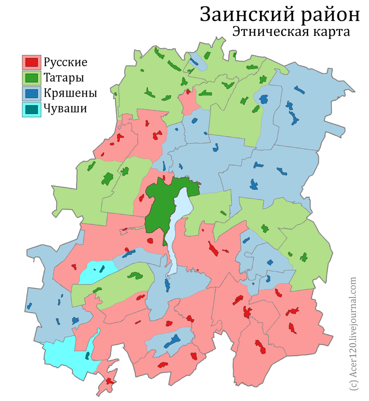 Карта заинского района с деревнями и дорогами