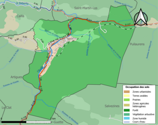 Kolorowa mapa przedstawiająca użytkowanie gruntów.