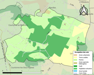 Barevná mapa znázorňující využití půdy.