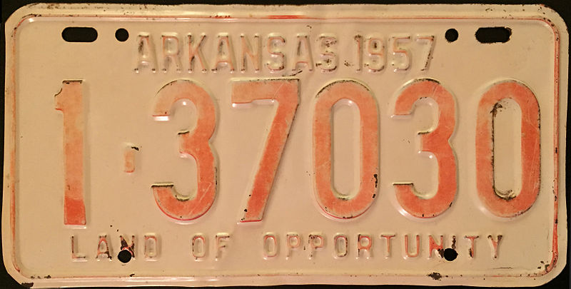 File:1957 Arkansas license plate.jpg