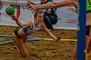 Deutsch: Beach Handball Champions Cup 2018 in Catania (ITA); Tag 3: 3. November – Frauen, Überkreuz-Platzierungsspiel 9-16: Beach Bazis Schleissheim (GER) - London Angels Handball Club (GBR) 2:0 (20:6, 28:9) English: 2018 Beach Handball Champions Cup in Catania (ITA; Day 3: 3 November – Women's Placement Match Cross Matches 9-16: Beach Bazis Schleissheim (GER) - London Angels Handball Club (GBR) 2:0 (20:6, 28:9)