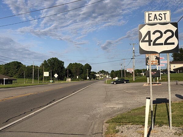 US 422 eastbound past US 422 Bus. east of New Castle, PA