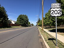 US 202 southbound along East Norriton's border with Norristown 2022-09-02 11 09 32 View south along U.S. Route 202 (Johnson Highway) just south of Dekalb Pike on the border of Norristown and East Norriton Township in Montgomery County, Pennsylvania.jpg