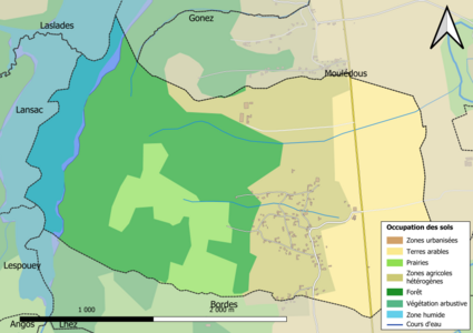 Barevná mapa znázorňující využití půdy.