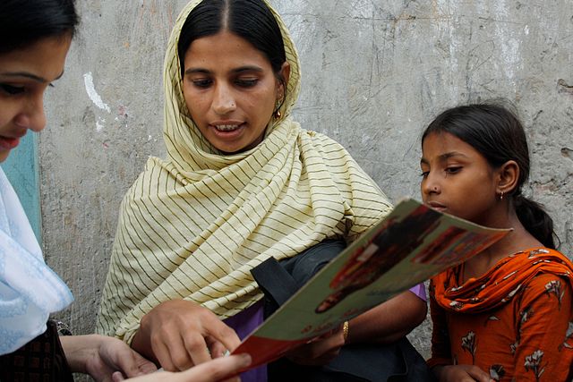 A community health worker in Korail Basti, a slum in Dhaka, Bangladesh