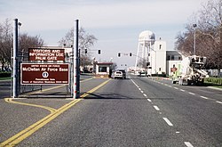 A medium-range view of the Peacekeeper Gate, including the base sign - DPLA - ea1178a1cf5913fc1cabd9d505758e7e.jpeg