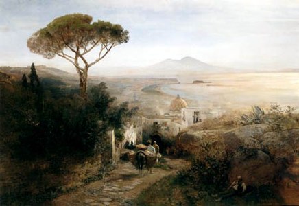 Coastal landscape in Naples label QS:Len,"Coastal landscape in Naples" 1882