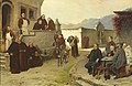 Adolf Humborg - Ankunft der Bettelmönche im Kloster(hofe), 1887.jpg