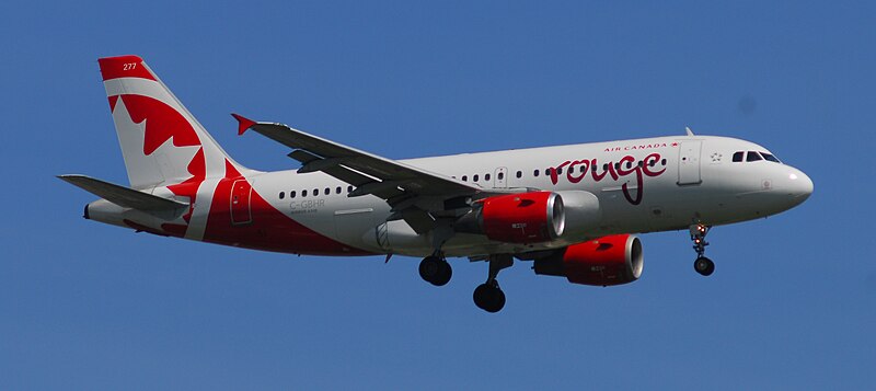 File:Air Canada Rouge Airbus A319-114 - C-GBHR - 277 - Flight RV1775 from AZS to YYZ (14432216371).jpg