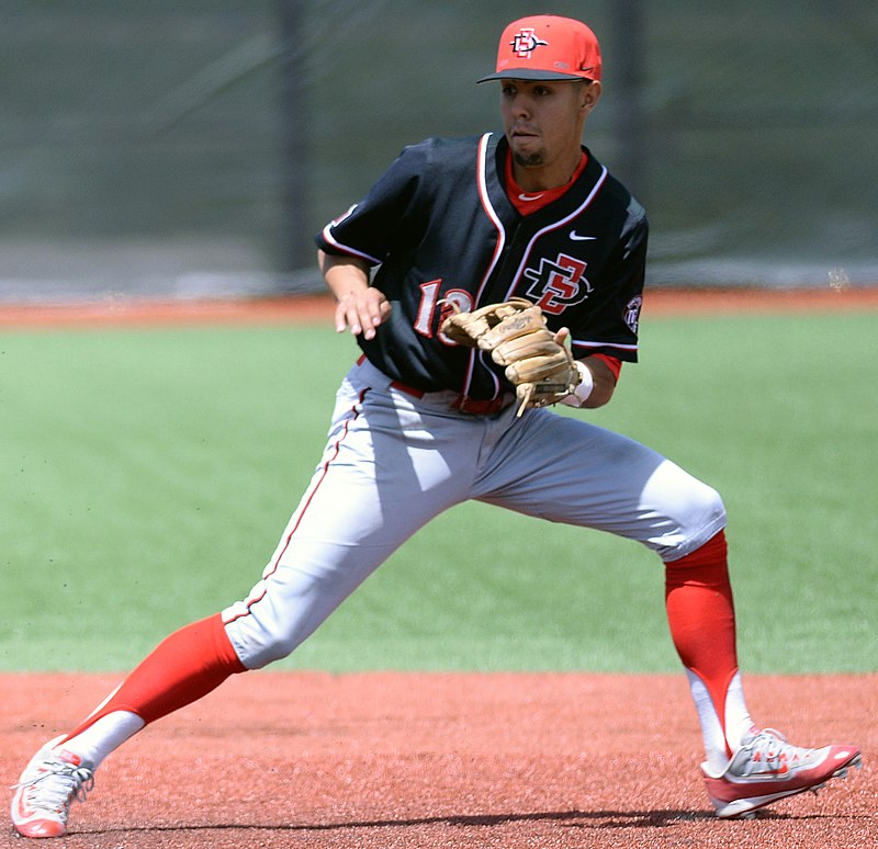 1st base runner Alan Trejo of Mexico tries to steal 2nd base when