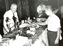 Burhop's founder Albert E. Burhop (left) with his son, Vernon, in 1952. AlbertandVernonBurhop.jpg