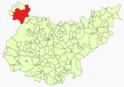 Locatie van de gemeente Alburquerque op de kaart van de provincie