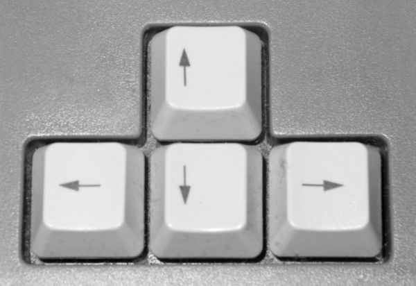 Arrow keys in an inverted T layout