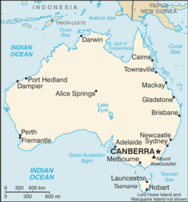 Topografische kaart van Australië