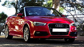 Audi A3 Cabriolet 8V 1.8 TFSI S line Misanorot-Perleffekt Vorderansicht.JPG