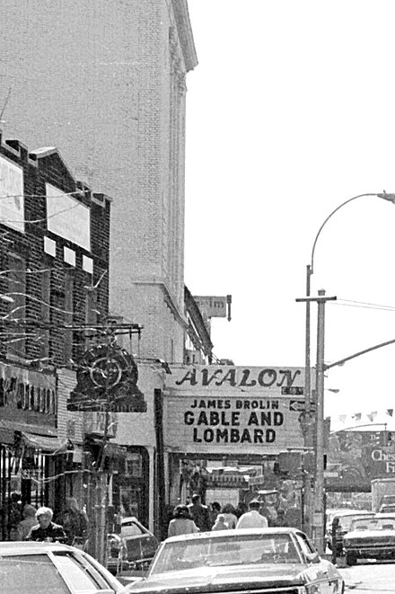 The Avalon Theater (seen here in 1976), formerly the Piccadilly, was designed by Samuel Cohen.