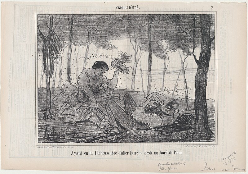 File:Ayant eu la facheuse idée d'aller...au bord de l'eau, from Croquis d'Été, published in Le Charivari, September 3, 1856 MET DP876519.jpg