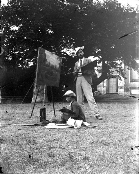 File:Baldomer Gili Roig. Baldomer Gili Roig i un nen pintant en un jardí de Frascati (Roma), 1900 - 1904.jpg