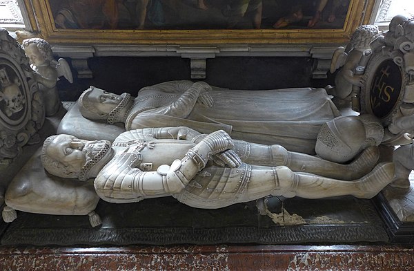 Gisants of Charles II Francis of Austria and his wife, Maria Anna of Bavaria, on the cenotaph of "Habsburg mausoleum", Seckau Abbey